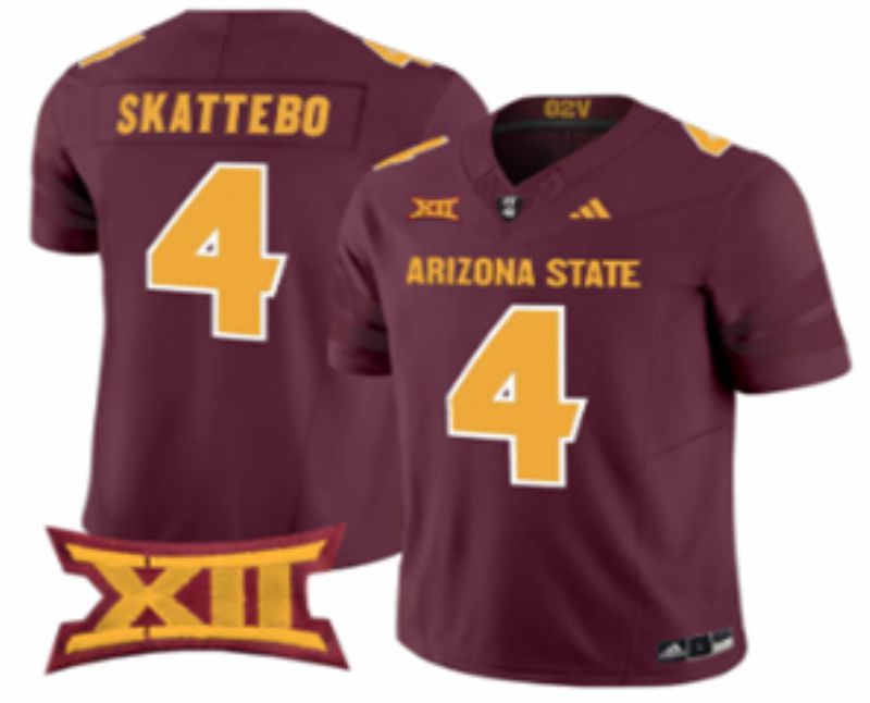 Men Arizona State Sun Devils #4 Skattebo Red 2026 NCAA Jersey 03